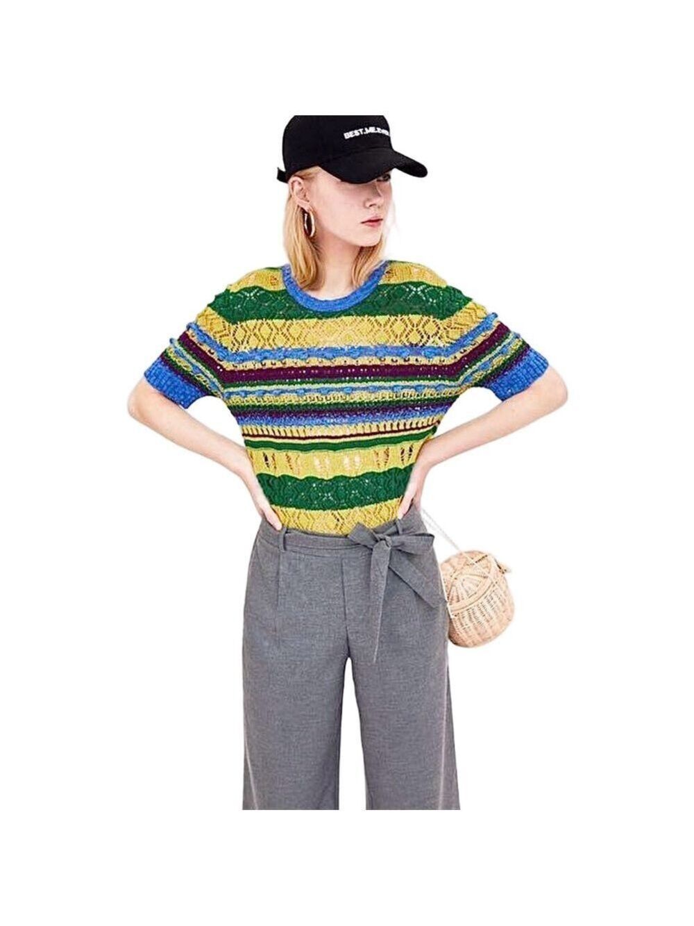 ZARA Colorful Crochet Sweater Top